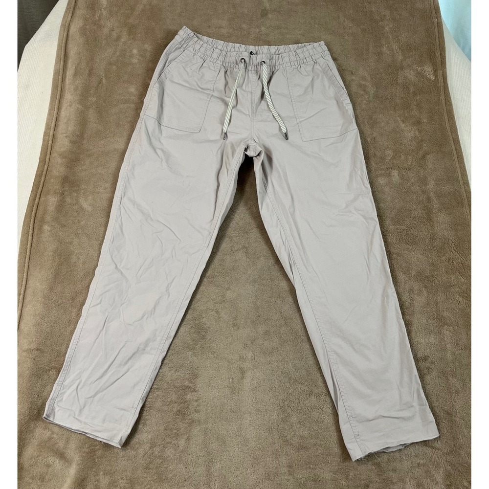 Vuori Ripstop Raw Hem Pants Women's Large Beige Jogger Drawstring S#VW450 EUC